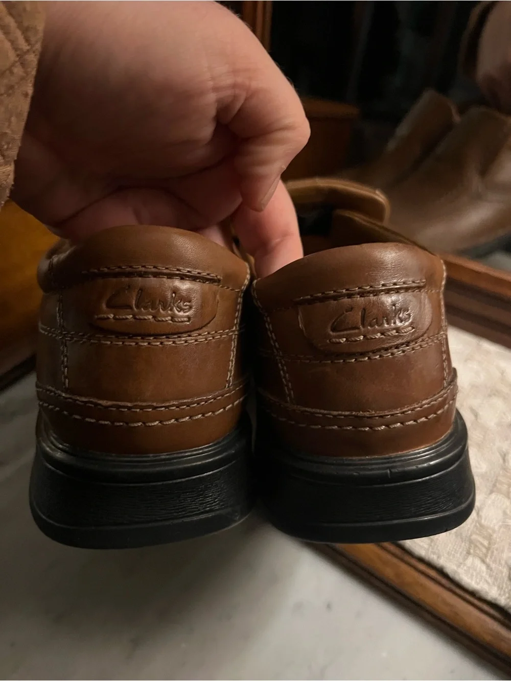 CLARK'S Classic‎ Escalade Step Slip On Leather Loafers Brown Black Men's Size 11